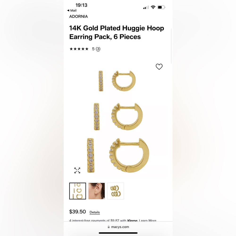 3 set gold huggie hoop earrings